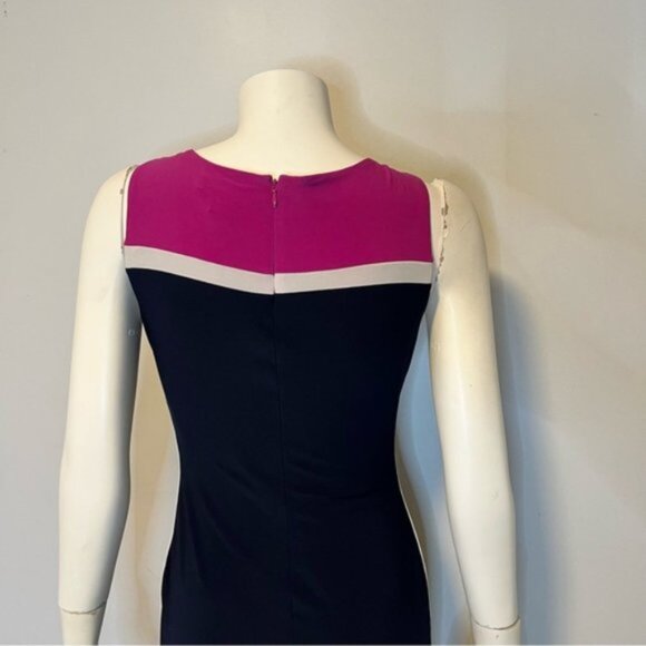 Ralph Lauren ColorBlock Sleeveless Sheath Dress in Navy Blue and Hot Pink - Picture 6 of 12